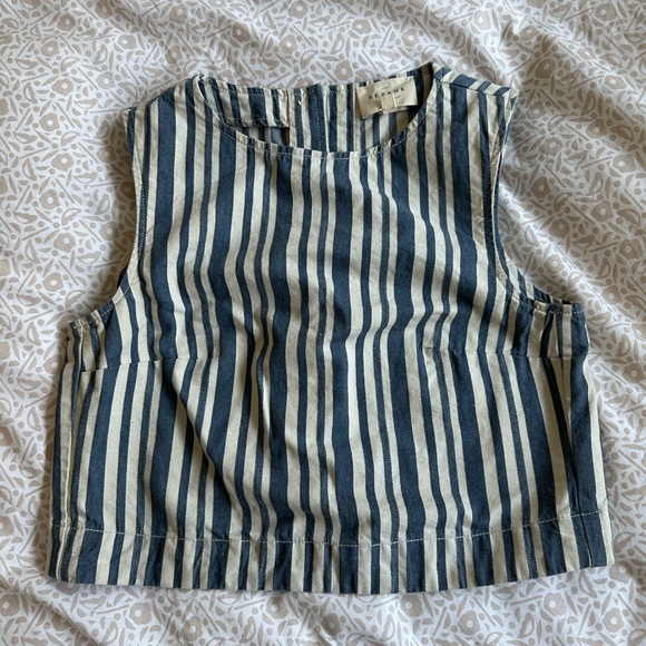 Sezane Blue and White Striped Top - Picture 2 of 4